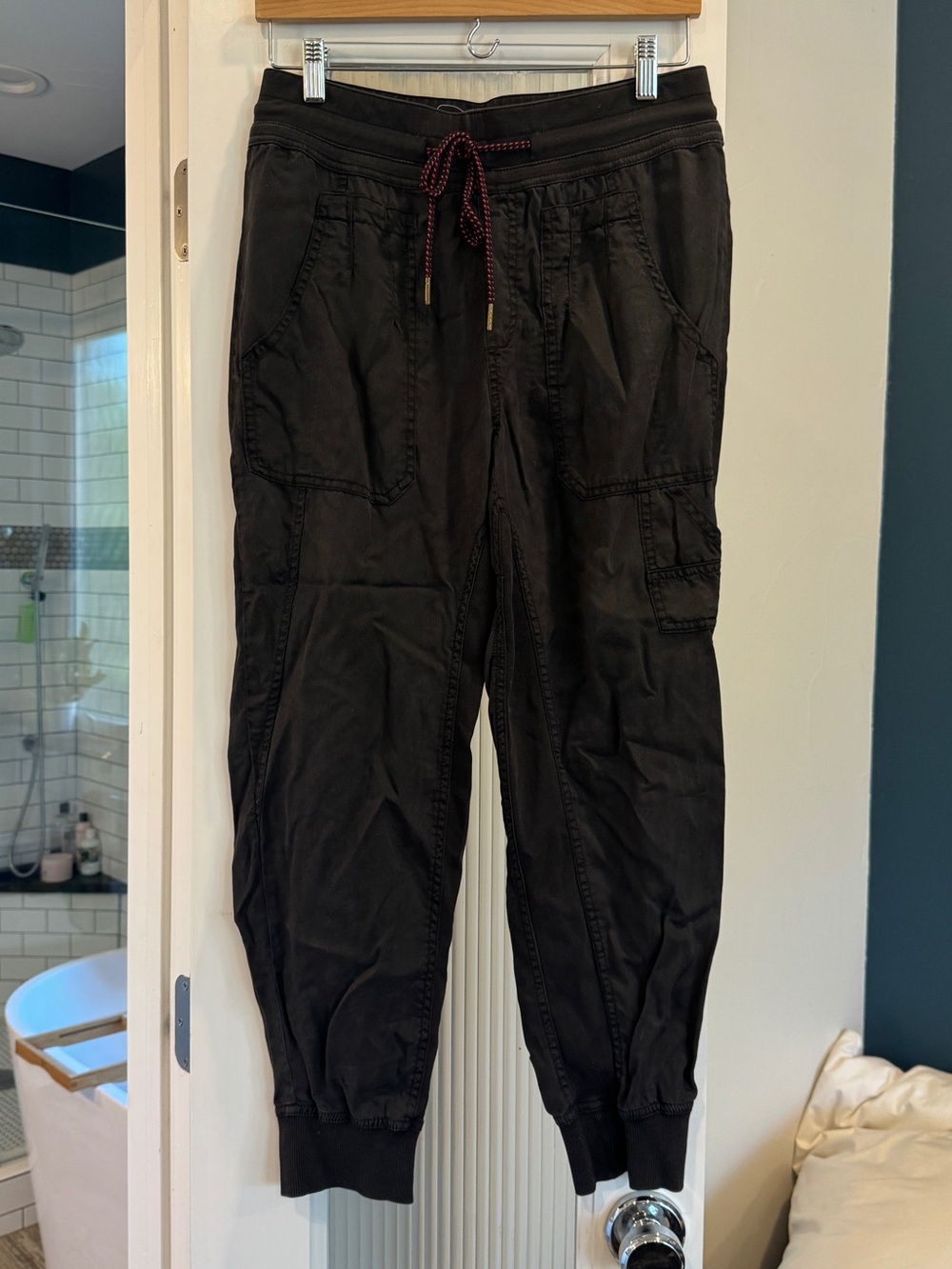 Anthropologie Dark Grey Drawstring Joggers Size Small